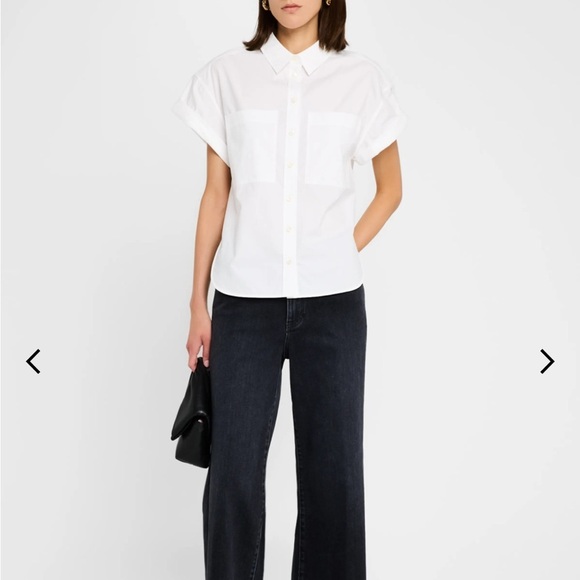 Frame Short Sleeve Button Down Silk Blouse - Picture 1 of 10